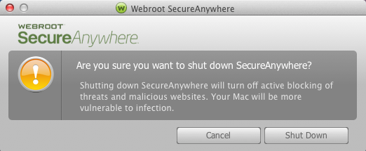 how to temporarily disable webroot antivirus software